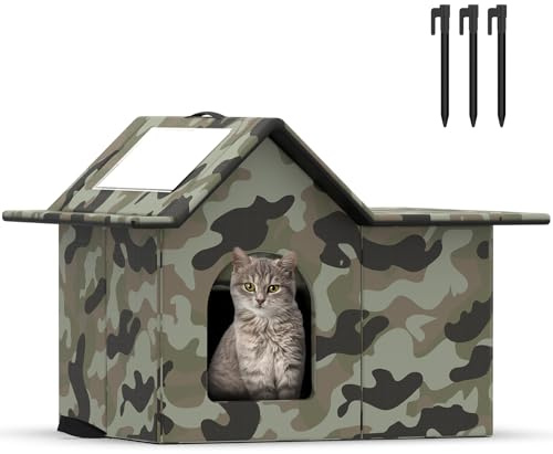 Casa para Gatos, Cama Gato Cueva Resistente Al Calor y Al Frío, Fácil de Limpiar, Casa para Gatos Exterior para Gato y Perros Callejeros