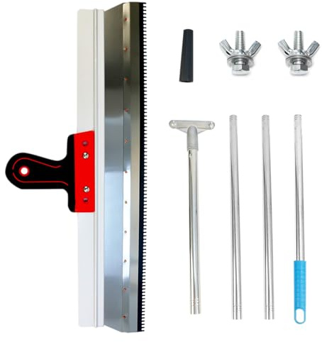 Kit di Strumenti Autolivellante per Pavimenti, Spatola di Compensazione Professionale Spatola Dentata per Cemento 560 MM Utensile per livellamento Pavimenti con Asta Telescopica 200 cm