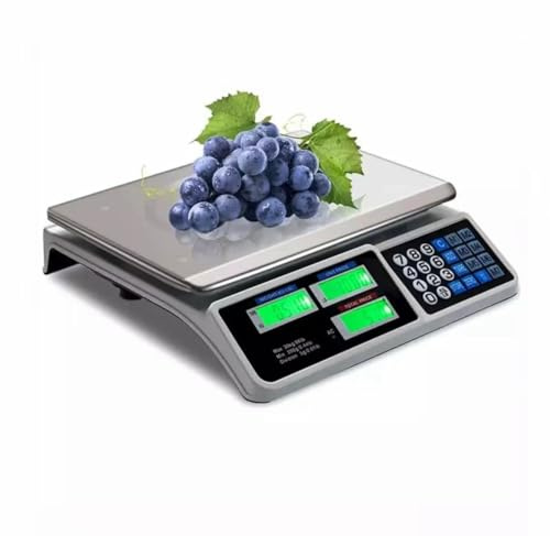 Bilancia Digitale Professionale da Banco, Display LCD Triplo, Funzione Tara e Prezzo Automatico, Capacità fino a 40 kg