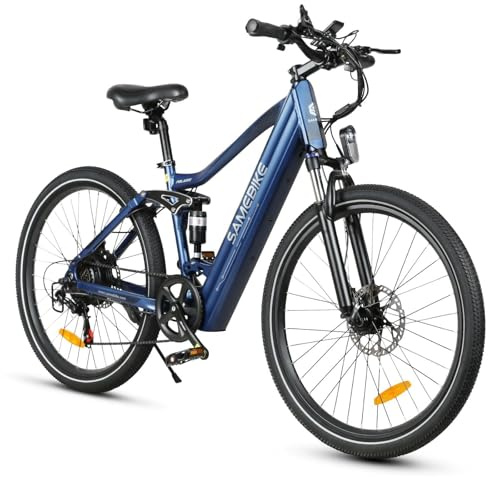 SAMEBIKE XD26-Ⅱ Electric Bike for Adults – 250W Pedal Assist E-Bike, 48V 14Ah Long Range 90km, 26 Fat Tyre Electric Mountain Bike, IP54 Waterproof Electric Commuter Bicycle for UK Roads Blue