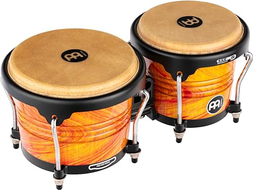 Meinl Percussion Bongos Marathon Designer - 2 Handtrommeln mit 6,75 und 8 Zoll - inkl. Stimmschlüssel - Siam Eiche, Amber Flame (FWB190AF)