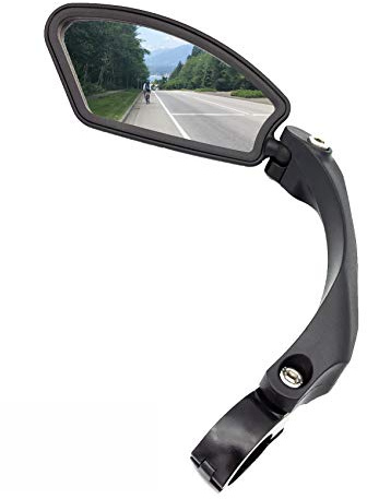 Hafny Handlebar Bike Mirror, Stainless Steel Mirror, Safe Rearview Mirror,HF-MR080 (Black Left Side)