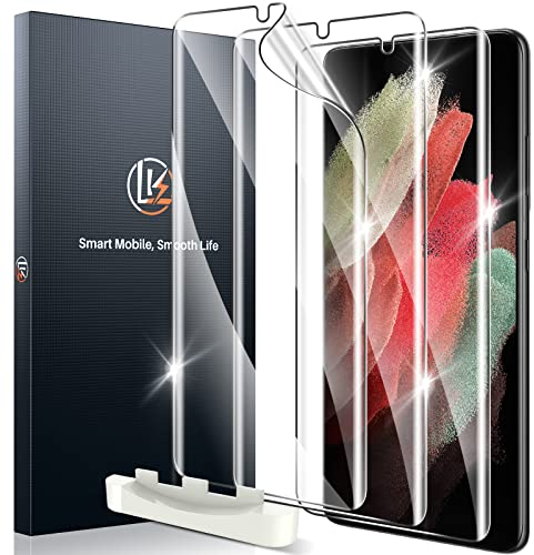LK 3 Pack Displayschutzfolie für Samsung Galaxy S21 Ultra, Selbstheilende TPU-Folie, Anti-Kratzer, keine Blasen, Berührungsempfindlich, Unterstützung In-Display Fingerabdruck-Scanner