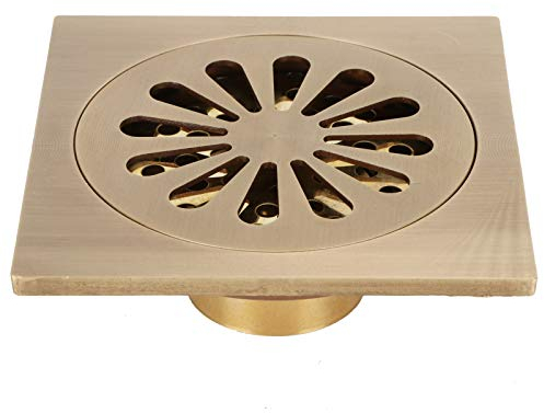 Scarico del Pavimento Doccia Quadrato, Set di Scarico Pavimento in Stile Europeo Antico rame Doccia Bagno WC Accessorio per Attrezzature Bagno