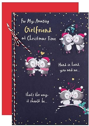 Hallmark Biglietto di Natale per fidanzata – Simpatico design con gufi illustrati