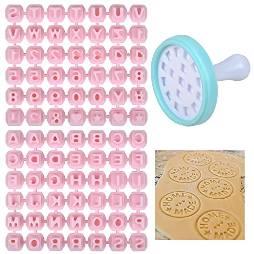 Changrongsheng Keksstempel 86 Stück Alphabet Plätzchen Stempel Buchstaben Ausstecher für Fondant Kunststoff Keks Prägestempel Benutzerdefiniert Buchstaben Zahlen Symbol für Keks Kuchen Deko Prägung