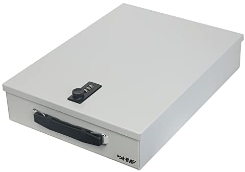 HMF 1413-07 Lockable Document Box with Combination Lock, DIN A4, Light Grey