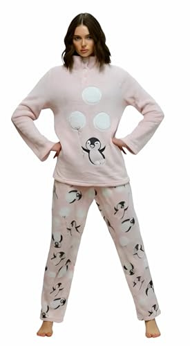 Infiore Pigiama Donna Pile Effetto Coral - Morbido e Felpato - Invernale (1433 Rosa, S)