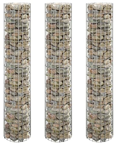 Chaduof Gabionen-Hochbeete 3 STK Kräuterspirale, Hochbeet Im Garten, Pflanzkübel, Pflanzsteine, Rund Verzinkter Stahl Ø30x150 cm