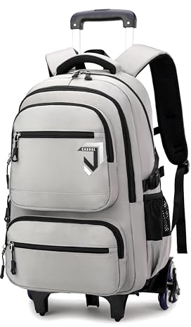 Rolling Backpack for Boys Backpack with Wheels Roller Laptop School Bag Trolley Bookbag