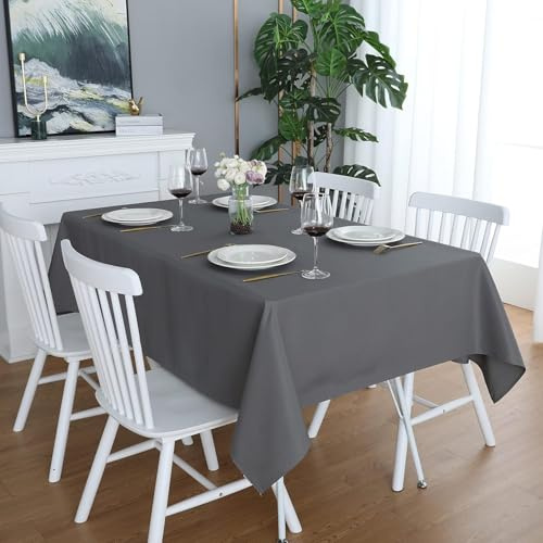 LivinEase Rektangulär bordsduk 140 x 300 cm – 250 GSM bomullsblandning träkol bordsdukar för 8 till 10-sits bord – linnebordsduk idealisk för jul, fester, halloween och alla tillfällen