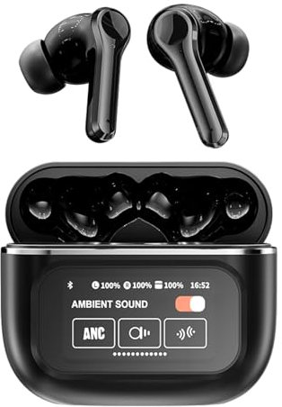 ANC Active Noise Cancelling Wireless Bluetooth 5.4 Earbuds with Touch Screen In Ear Blue Tooth Headphones Wireless Earphones ENC Ear Buds Noise Cancelling TWS Ear Phones Bluetooth for iPhone Android