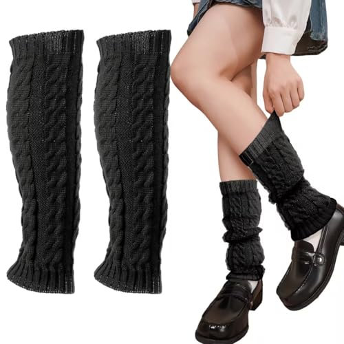 AUNGCSHE Winter Leg Warmers, Stulpen Damen für Damen aus Wolle und Acryl, Weich Sportgeschenk, Beinlinge zum jeden Tag, Tanzen, Sport, Gym, Bergtouren, Beinwärmer Damen Mädchen für Ballett(Schwarz)