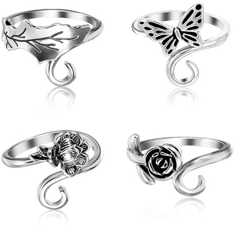 Molain 6 Stück Häkelringe Finger, Einstellbare Häkelring Tiere Pflanzen Häkelringe Häkelspannringe Strickringfür Häkeln Finger Häkeln Ring Zubehör