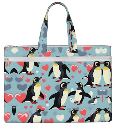SDEGTHO I Love Penguins Zippered Document Bag With Handle For Carrying Paper Files Books Filing Folder