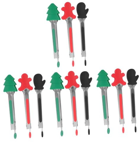 Cabilock 4 Set Mini Fermagli Per Alimenti in Silicone A Buffet Della Serie Creativa A Tema Natalizio Pinze Per Cucinare Contenitore Per Snack Diviso Con Coperchio Pinza Cucina 3 Pezzi * 4