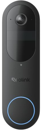 Reolink Sonnette Vidéo à Batterie (2e Gén) Caméra 2K Extérieure | Stockage Local Sans Frais, Vue Intégrale 150x150°, Wi-Fi 2,4/5 GHz, Détection Intelligente, Interphone, Enregistrement 24H/24