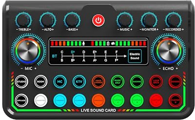 YQVEOT Mezclador de Audio, Audio Tarjeta de Sonido Transmisión en Vivo Audio DJ Mezclador Grabación en Vivo Estudio Profesional Canto Podcast