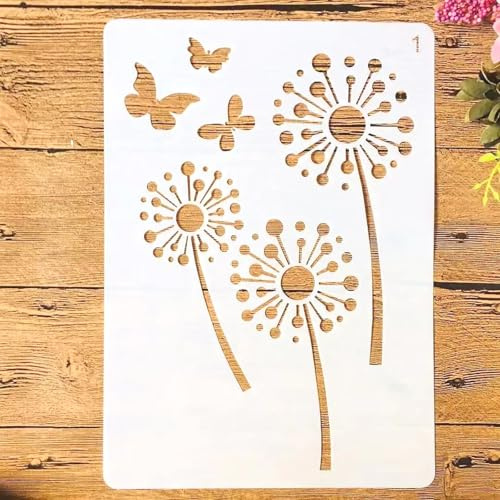 TIAMECH A4 Reusable Butterfly and Dandelion Stencil for Painting