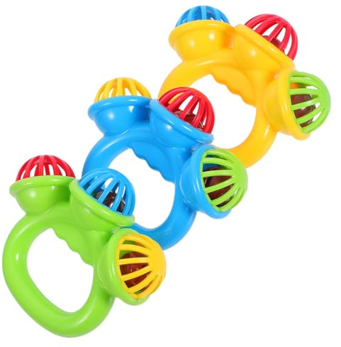 Gogogmee 3 Stück Handglocken für Kleines Kunststoff Tamburin mit Ergonomischem Griff Langlebiges Musikinstrument für Kleinkinder und Musikspielzeug