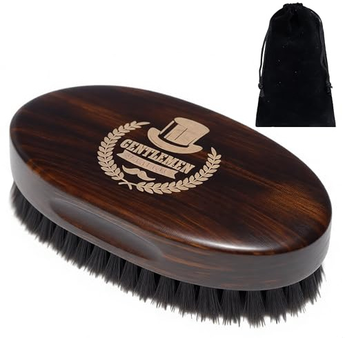 Maalgic Boar Bristle Beard Brush for Men, Natural Wood Travel Pocket Hair Brush, Grooming Comb for Beards and Mustache (Hat)