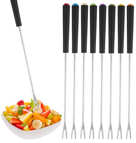 8 Tenedores para Fondue de Acero Inoxidable, 23 cm Tenedores de Fondue