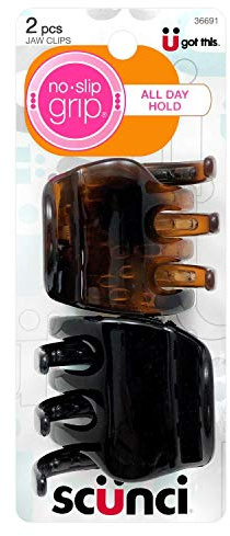 Scunci No-Slip Grip Chunky Jaw Clips | All Day Hold | 2-Pieces per Pack (1-Pack)