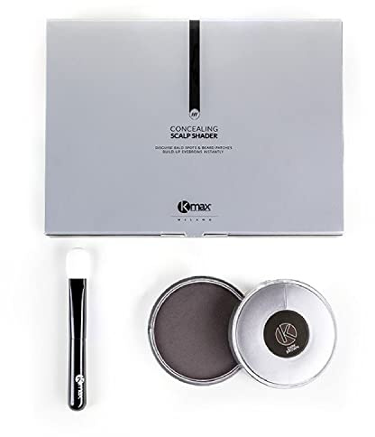 Kmax Scalp Shader - Fondotinta per capelli coprente effetto volumizzante con applicatore, Polvere per capelli waterproof a lunga tenuta, mascara per capelli confezione da 35 gr - Nero