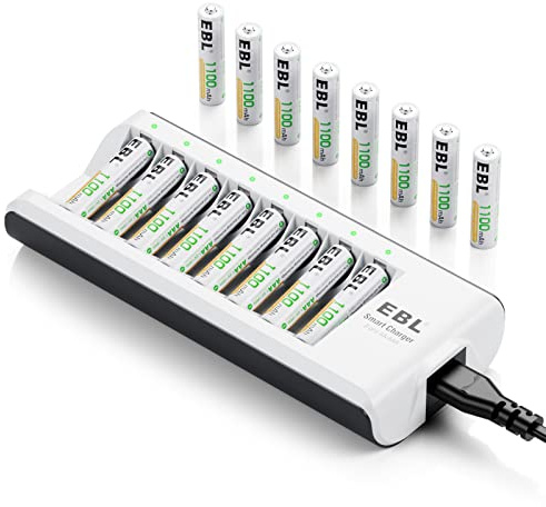 EBL Rechargeable AAA Batteries 1100mAh 1.2V NiMH Triple AAA Battery with Charger (16AAA+Charger)