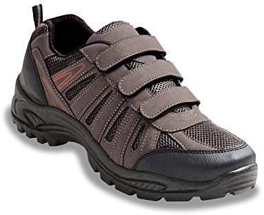 Chums Men's Walking Shoes Wide Fitting with Triple Strap Touch Fastening Brown 9 UK