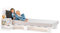 sunnypillow 120x200 cm Palettenbett mit Kopfteil Weiß Massivholzbett Bett aus Paletten Palettenmöbel Fichte europalette Weiss 80 90 100 120 140 160 180 200 220 240 x 200cm