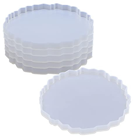 DBOO Resin Coaster Mould 6 Pcs Silicone Coaster Molds DIY Resin Mould Epoxy Resin Silicone Coasting Moulds for Agate Geode Coasters Faux Agate Slices Art Craft Decoration
