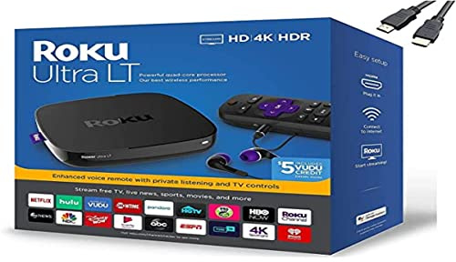 Roku Reproductor multimedia Ultra LT Streaming 4K/HD/HDR con cable HDMI 4K