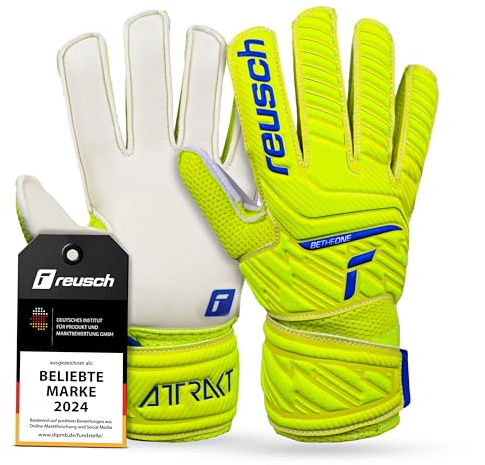 Reusch 5272515 - Guantes de Portero Unisex para Todas Las Superficies de Campo de Juego, Color Amarillo, Azul y Blanco
