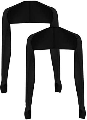 Cool Shawl Arm Covers 2-Pack Sun Protection with Finger Holes UV Protection Arm Covers for Golf (black) One size fits all