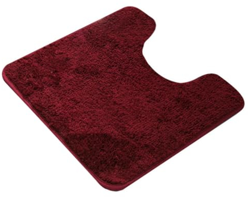Reyox Badematten rutschfest, Weiche Mikrofaser Badvorleger Waschbar, Badezimmerteppich WC Vorleger Weinrot U-förmig