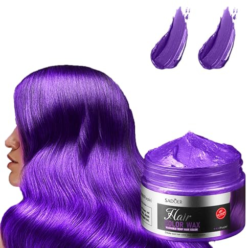 Cera para el Cabello Temporal, Tinte de Pelo Unisex, Color de Pelo para Cosplay y Halloween (Lila, 120 g)