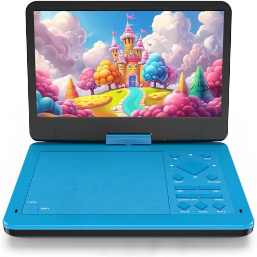MagoFly 12.5-inch Portable DVD Player with 10.5-inch HD Screen, Portable Design for on-the-go Viewing.Supports 5 Hours of Battery Life.CD/DVD/SD Card/USB Compatible,Region Free (Blue)