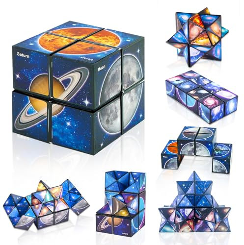 NVGVUP 2 in 1 Magic Cube Set, Sternenklarer Himmel Zauberwürfel Infinity, Puzzle Zauberwürfel Cube, Anti Stress Würfel Puzzle Spielzeug, Geschenke für Kinder Erwachsene