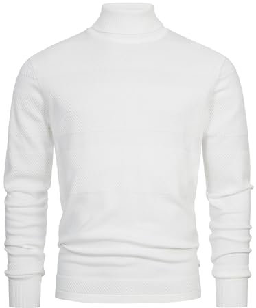 Kronstadt Uomini KSFisker Knit Sweater | Maglione fine con Colletto Alto in 100% Cotone Snow White S