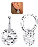 LOLIAS Boucles d'oreilles Créoles Argent 925 Pour Femmes Disque Monnaie Pendante Cerceaux Huggie Légers Dormeuses Hypoallergéniques Amovibles Forme pour Femmes Filles
