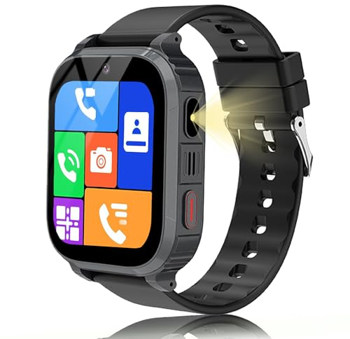 GPS Kids Smart Watch Boys, 4G Smart Watch for Teens with SOS/WiFi/Video/Voice Chat, Class Mode, Flashlight, Games,Camera, Alarm, Passcode Lock, IP68 Kids GPS Tracker Child for Christmas Festival Gift