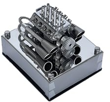 MINI V8 Engine Kit That Runs On Gas, Full-Metal Mechanical V8 Engine Model - Dynamic Running Simulation, Steampunk Collectible Desktop Decor & Ready-to-Play Gift for Adults & Enthusiasts