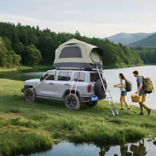 Generisch Tienda de campaña hinchable con bomba de mano para coche, resistente al agua PU3000 mm y UPF50+, colchón de 15 cm, montaje de 5 minutos, color verde y negro para 1-3 personas