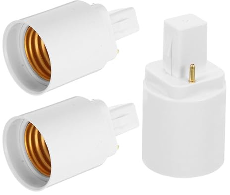 BESPORTBLE 3 Pièces Adaptateur de Culot D'ampoule G24d vers E27 à 2 Broches, Compatible Ampoules Led, en Cuivre Nickelé et Pbt Ignifuge pour Usage Domestique et Magasins
