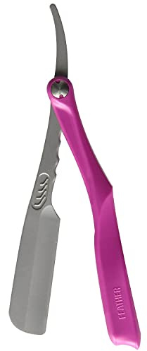 Feather SS - Maquinilla de Afeitar con Mango Plegable, Color Vino