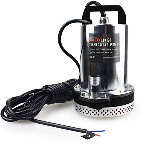 BACOENG DC 12V Farm & Ranch Solar Water Pump Submersible Well Pump 26ft Lift