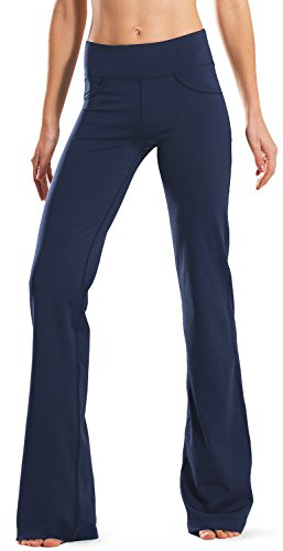 Safort Regular/Tall Bootcut Yoga Hose mit 71cm/76cm/81cm/86cm Schrittlänge, 4 Hosentaschen, Blau, XXL
