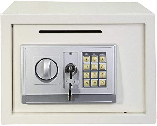 Electronic Password Digital Safety Box Cash Safe Key Lock Strong Steel, Document Storage Security Box Chest Important File Cash Safe Lock Case (Large Size 16L, White)