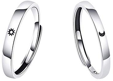 Uposao Paar Ring 925 Sterling Silber für Beste Freund - Sonne und Mond Fingerring Verstellbar - Kupferpolitur Geschenk für Liebhaber, Paare, Freund, Freundin